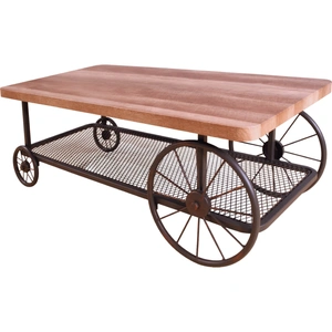 ACME Francie Wood/Metal Rectangular Coffee Table, Oak/Antique Gray