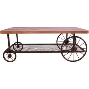 ACME Francie Wood/Metal Rectangular Coffee Table, Oak/Antique Gray