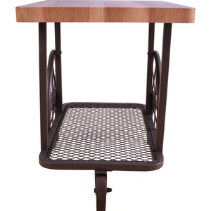 ACME Francie Wood/Metal Rectangular End Table, Oak/Antique Gray