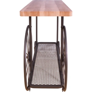 ACME Francie Wood/Metal Rectangular Sofa Table, Oak/Antique Gray