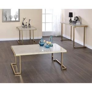 ACME Boice II Faux Marble Rectangular Sofa Table, White