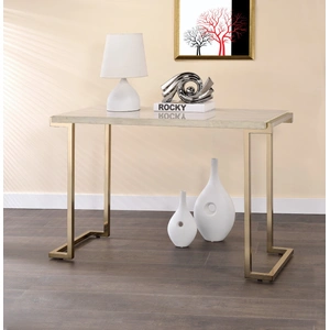 ACME Boice II Faux Marble Rectangular Sofa Table, White