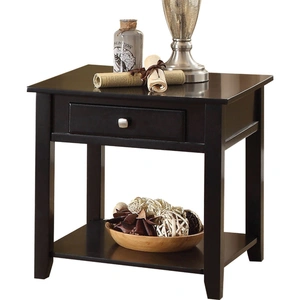 ACME Malachi Wood Square End Table w/Drawer, Black