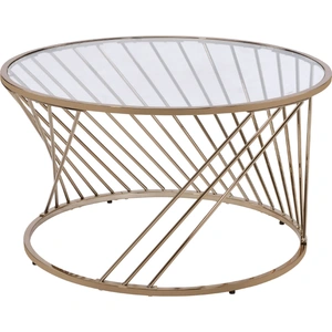 ACME Bluelipe Glass/Metal Round Coffee Table, Clear/Champagne