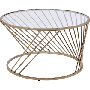 ACME Bluelipe Glass/Metal Round Coffee Table, Clear/Champagne