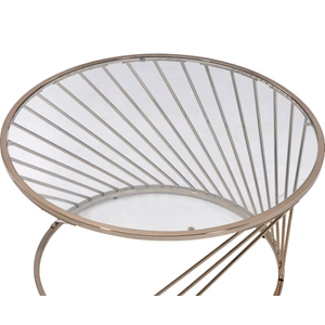 ACME Bluelipe Glass/Metal Round Coffee Table, Clear/Champagne