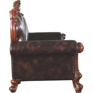 ACME Picardy Oversized Wood/PU Sofa, Vintage Cherry