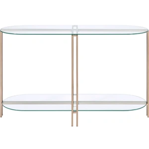 ACME Veises Glass/Metal Oval Sofa Table, Clear/Champagne