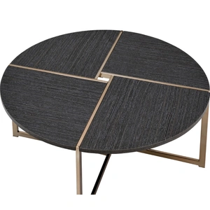 ACME Bromia Wood/Metal Round Coffee Table, Black/Champagne