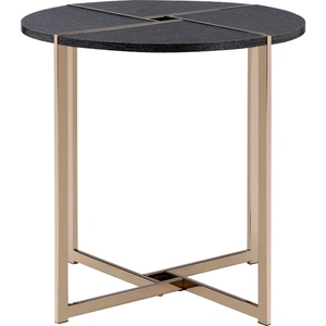 ACME Bromia Wood/Metal Round End Table, Black/Champagne