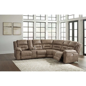 Ashley Furniture Ravenel 3-Piece Polyester/PU Power Reclining Sectional Sofa, Left Arm Facing