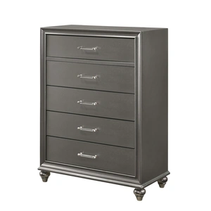 Lifestyle Furniture SM 8318A Wood Panel LED Bedroom Set, Pewter