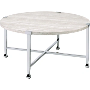 ACME Brecon Wood Round Coffee Table, White Oak