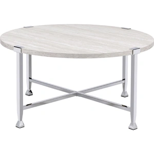 ACME Brecon Wood Round Coffee Table, White Oak