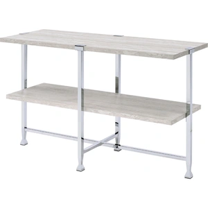 ACME Brecon Wood Round Coffee Table Set, White Oak