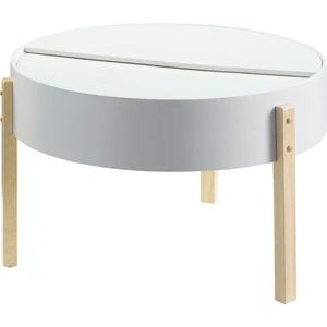 ACME Bodfish Wood Round Storage Coffee Table, White