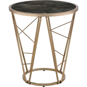 ACME Cicatrix Faux Marble Round End Table, Black