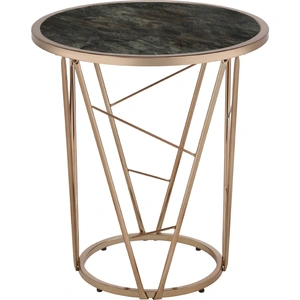 ACME Cicatrix Faux Marble Round End Table, Black
