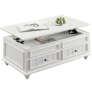 ACME Natesa Wood Lift Top Coffee Table w/2 Drawers, White Washed
