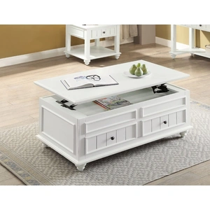 ACME Natesa Wood Lift Top Coffee Table Set, White Washed