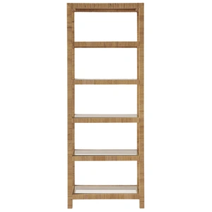 Universal Furniture Long Key Etagere Rattan/Glass Shelf, Natural