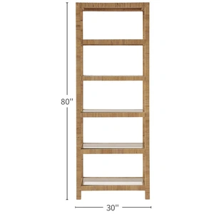 Universal Furniture Long Key Etagere Rattan/Glass Shelf, Natural