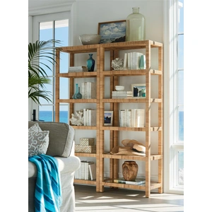 Universal Furniture Long Key Etagere Rattan/Glass Shelf, Natural