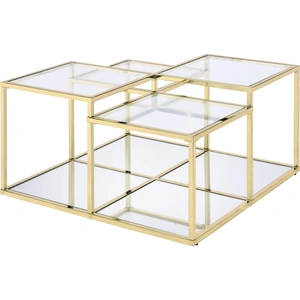ACME Uchenna Glass/Metal Square Coffee Table, Clear/Gold