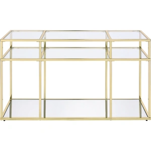 ACME Uchenna Glass/Metal Rectangular Sofa Table, Clear/Gold
