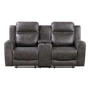 Homelegance Hearth Microfiber Double Reclining Loveseat with Center Console