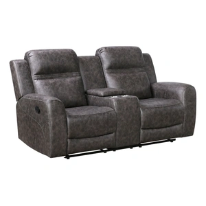 Homelegance Hearth Microfiber Double Reclining Loveseat with Center Console