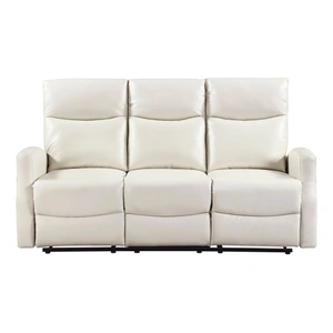 Homelegance Heisley Faux Leather Double Reclining Sofa, Beige