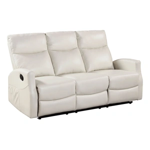 Homelegance Heisley Faux Leather Double Reclining Sofa, Beige