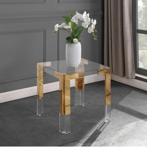 Meridian Furniture Casper 22-inch Square Glass End Table with Stainless Steel & Acrylic Base