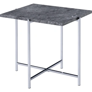 ACME Adelae Faux Marble Rectangular End Table, Gray