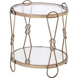 ACME Zekera Mirrored Top Round End Table, Champagne