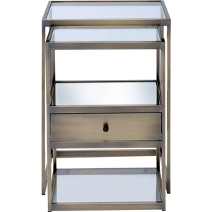 ACME Enca 2-Piece Glass/Metal Nesting Tables Set, Antique Brass