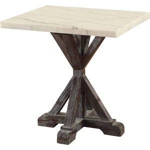 ACME Romina Marble/Wood Rectangular Coffee Table Set, White/Weathered Espresso