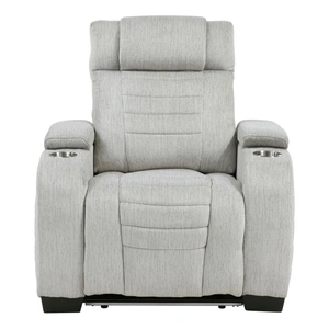 Homelegance Ronan Microfiber Reclining Chair with LED Lighting, Light Gray