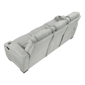 Homelegance Ronan Microfiber Double Reclining Sofa with LED Lighting, Light Gray