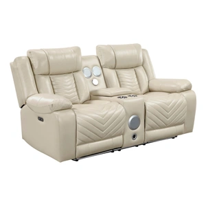 Homelegance Huron Faux Leather Power Double Reclining Loveseat with LED Lighting