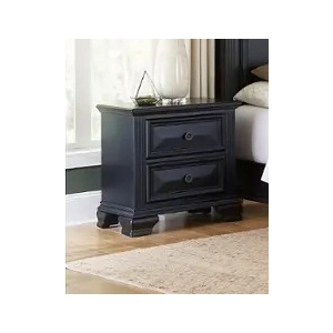 Lifestyle Furniture SM Lifestyle 8458 Wood Nightstand w/2 Drawers, Black