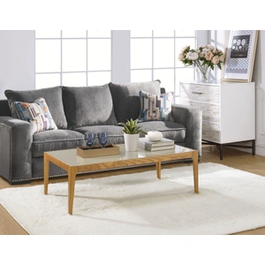 ACME Gwynn Frosted Glass/Wood Rectangular Coffee Table, Frosted/Brown