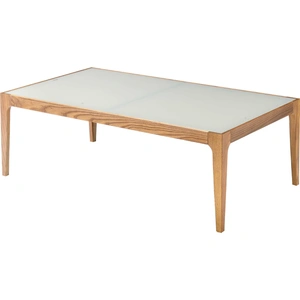 ACME Gwynn Frosted Glass/Wood Rectangular Coffee Table, Frosted/Brown