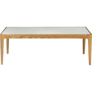 ACME Gwynn Frosted Glass/Wood Rectangular Coffee Table, Frosted/Brown