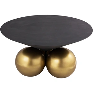 Meridian Furniture Naples 30-inch Round Cement Coffee Table with Brushed Brass Base, Grey