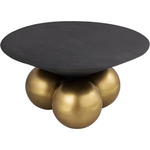 Meridian Furniture Naples 30-inch Round Cement Coffee Table with Brushed Brass Base, Grey