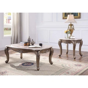 ACME Jayceon Marble/Wood Coffee Table Set, Champagne