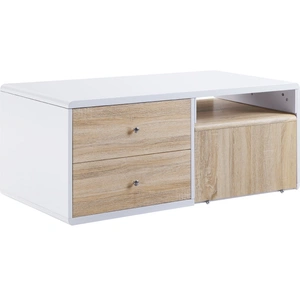 ACME Verux Rectangular Coffee Table Set, White/Brown