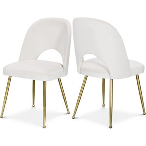 Meridian Furniture Logan Velvet Dining Chair with Brushed Gold Ball Leg Design (Set of 2)